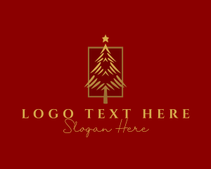 Christmas - Gold Christmas Tree logo design