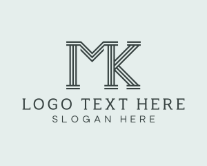 Letter MK - Simple Pillar Business logo design