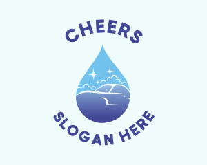 Car Wash Water Droplet  Logo