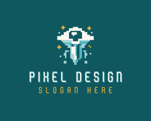 Gaming UFO Pixelated logo design