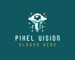 Gaming UFO Pixelated logo design