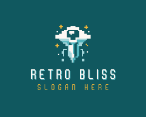 Nostalgia - Gaming UFO Pixelated logo design