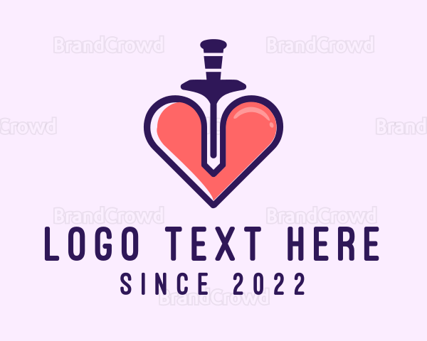 Heart Dagger Tattoo Logo