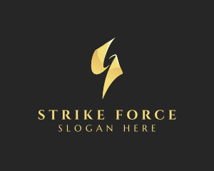 Strike - Gold Lightning Energy logo design