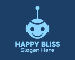 Happy Blue Robot Boy logo design