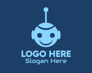 Happy Blue Robot Boy logo design