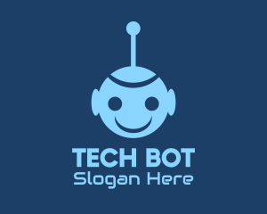 Android - Happy Blue Robot Boy logo design