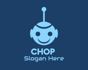 Education - Happy Blue Robot Boy logo design