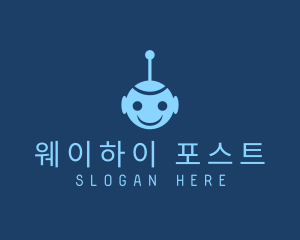 Happy Blue Robot Boy logo design