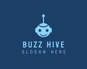 Happy Blue Robot Boy logo design