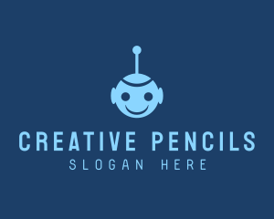 Happy Blue Robot Boy logo design