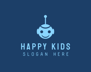 Happy Blue Robot Boy logo design