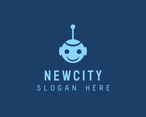 Happy Blue Robot Boy logo design