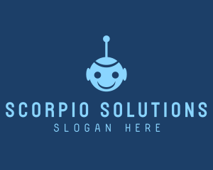 Happy Blue Robot Boy logo design