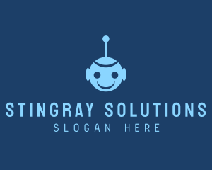 Happy Blue Robot Boy logo design