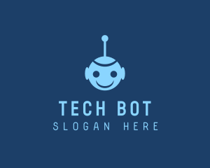 Robot - Happy Blue Robot Boy logo design