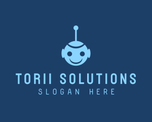 Happy Blue Robot Boy logo design