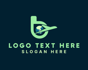 Globe - Airplane Travel Letter B logo design