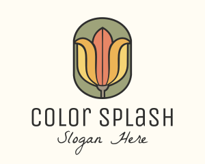 Tulip Flower Stained Glass logo design