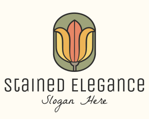 Tulip Flower Stained Glass logo design