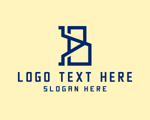 Line - Digital Tech Letter B logo design
