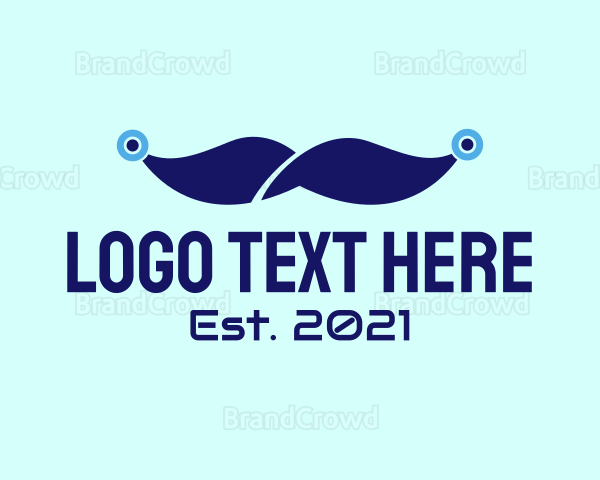 Blue Tech Mustache Logo