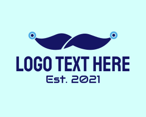 Cyber - Blue Tech Mustache logo design