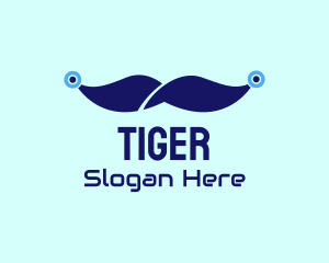 Blue Tech Mustache Logo
