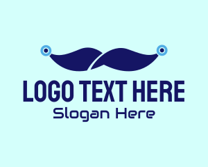 Blue Tech Mustache Logo