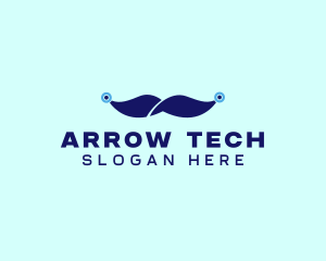 Tech Circuit Mustache  logo design