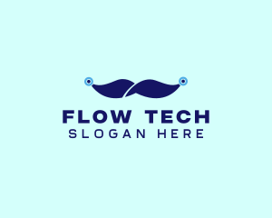 Tech Circuit Mustache  logo design