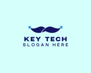 Tech Circuit Mustache  logo design