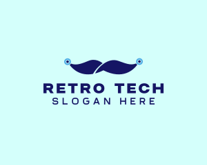 Tech Circuit Mustache  logo design