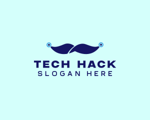 Tech Circuit Mustache  logo design