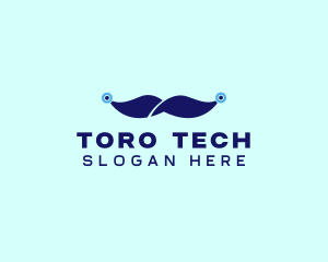 Tech Circuit Mustache  logo design