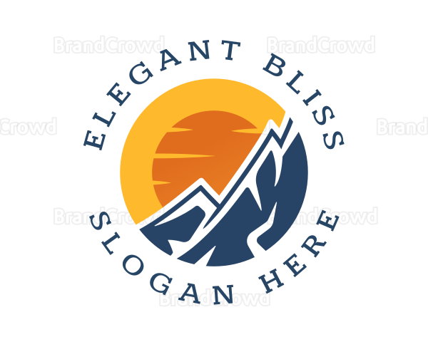 Mountain Hiking Sunset Logo