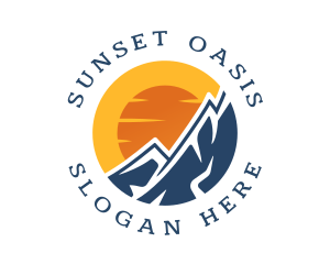 Mountain Hiking Sunset logo design