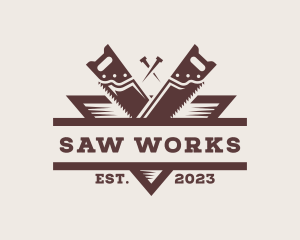 Hand Saw Carpentry logo design