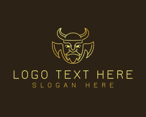 Horns - Viking Gladiator Axe logo design