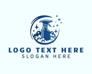 Cleaning Services - Blue Cleaning Spray Bottle logo design