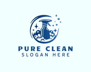 Blue Cleaning Spray Bottle logo design