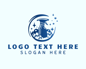 Blue Cleaning Spray Bottle Logo