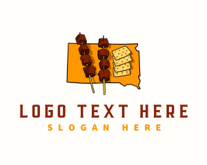 Map - South Dakota Chislic Food logo design