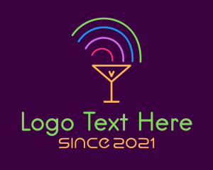 Wine Bar - Rainbow Cocktail Glass logo design