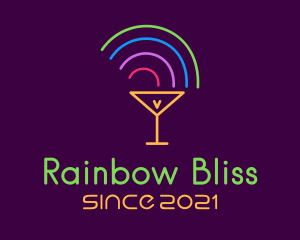 Rainbow Cocktail Glass logo design