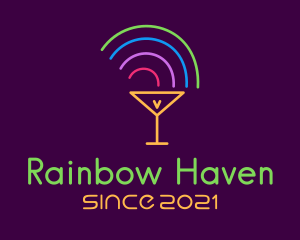 Rainbow Cocktail Glass logo design