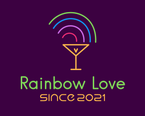 Rainbow Cocktail Glass logo design