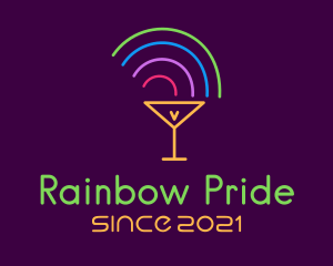 Rainbow Cocktail Glass logo design