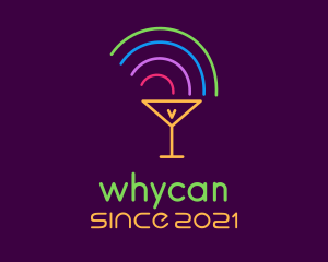 Wine Bar - Rainbow Cocktail Glass logo design