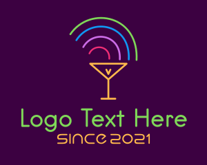 Lounge Bar - Rainbow Cocktail Glass logo design
